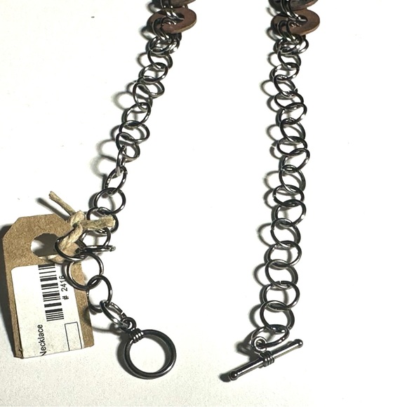 NWT Acara Phipps Lindsay Toggle Necklace Shades of Blue & Copper Washers - Picture 3 of 5